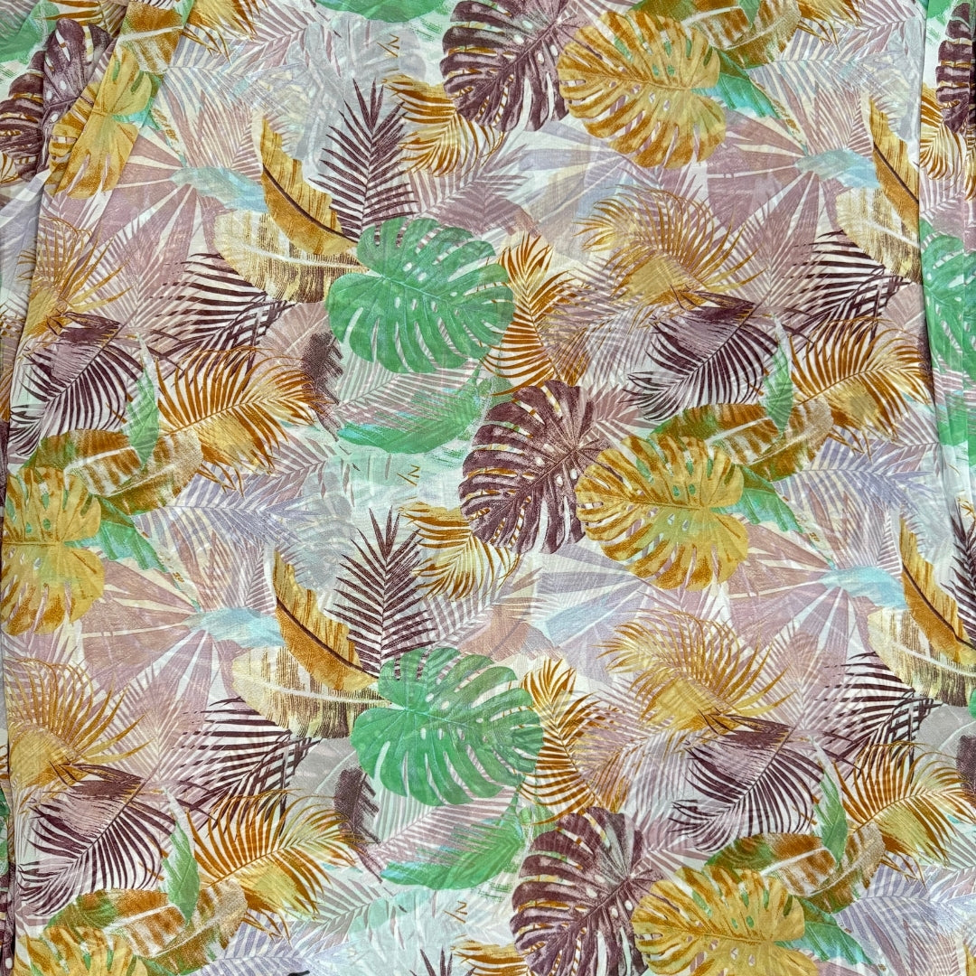 Buy Poly Georgette Palm Leaf Tropical Fabric