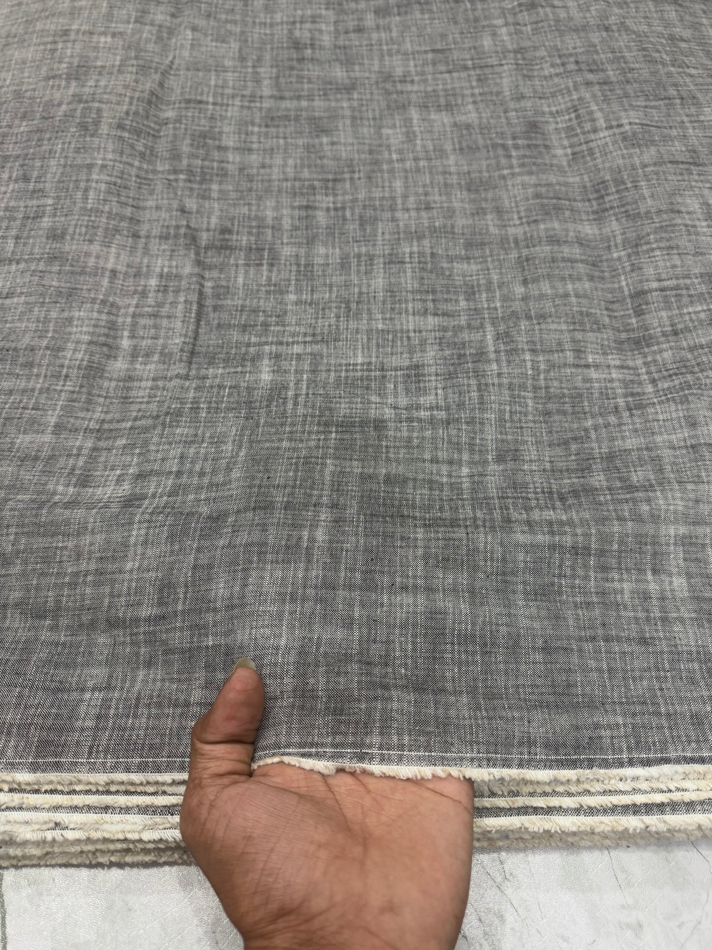 Buy Linen Chambray Washed Charcoal Grey Fabric