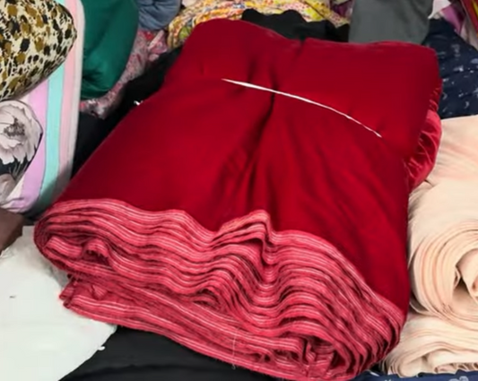 Buy Solid Cherry Red Velvet Fabric