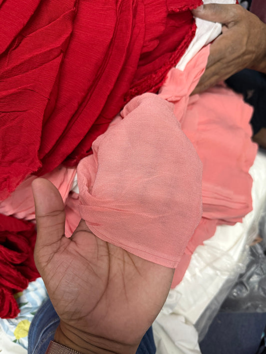 Buy Pure Chiffon Solid Peach Fabric