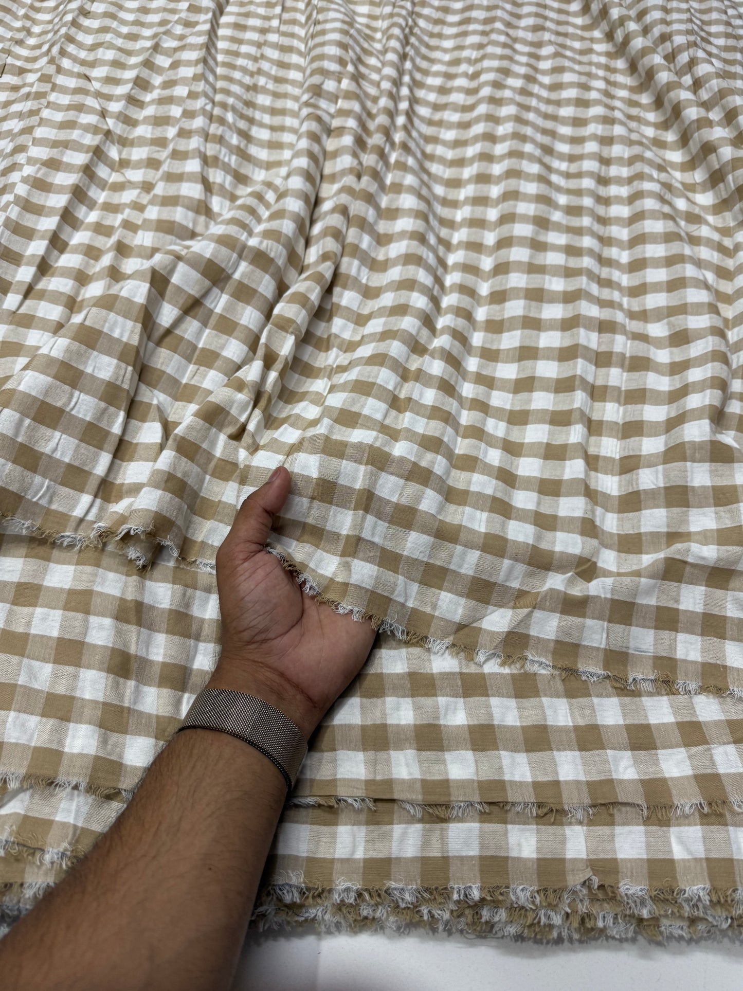 Premium Seersucker Coffee Check Fabric