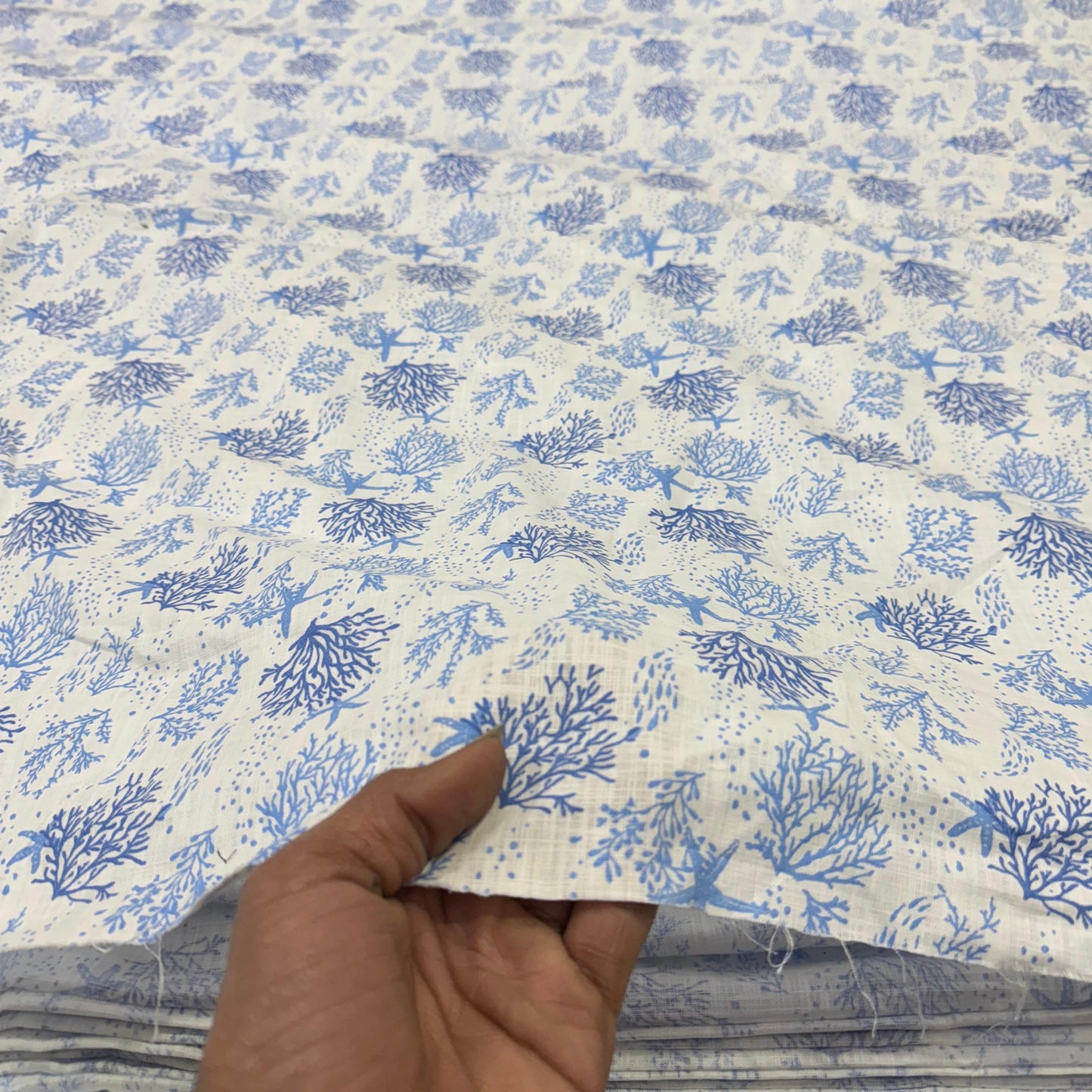 Buy 100% Pure Linen Algae Printed Fabric