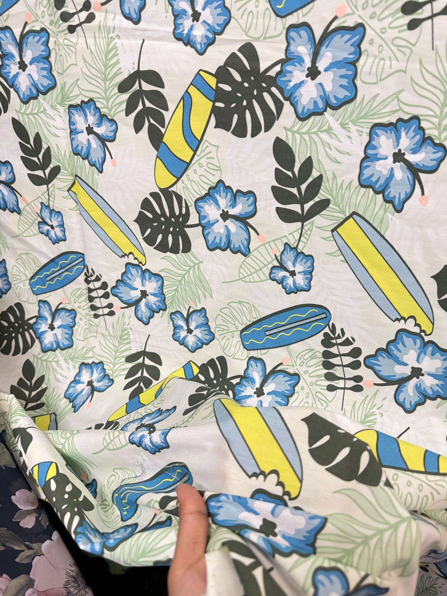 Buy Poplin White Base Beach Vibe Tropical Printed Fabric