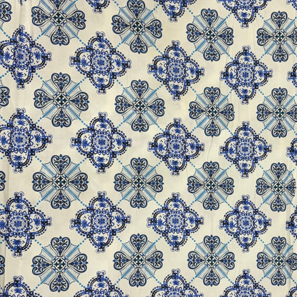 Buy Cambric Blue Ogee Printed Fabric