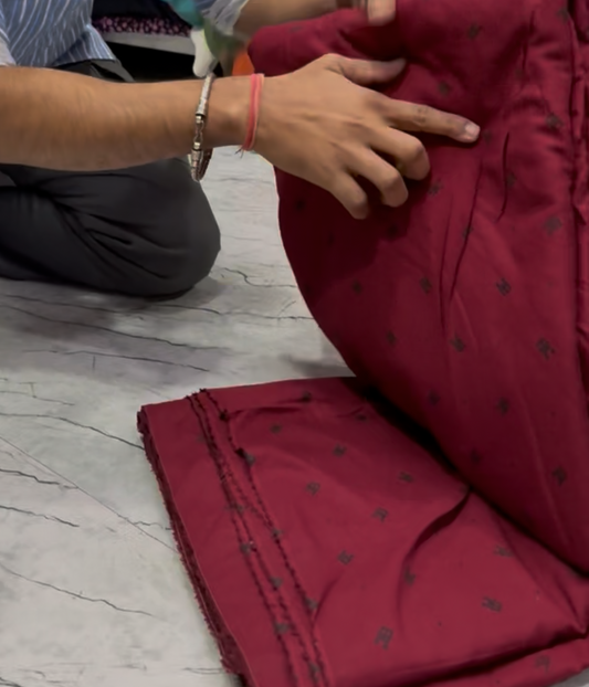 Buy Cotton Modal Maroon Brand Printed Fabric
