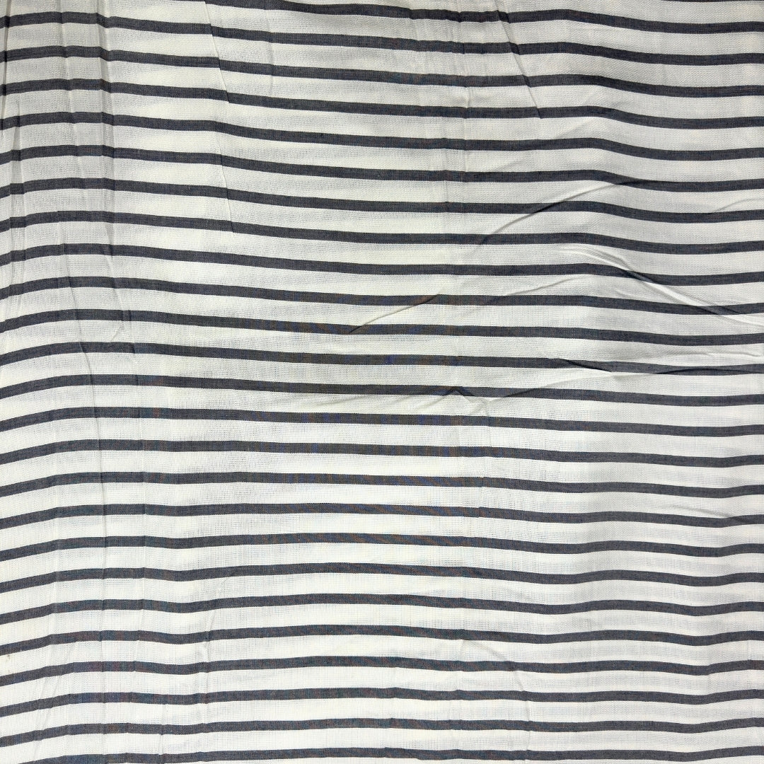 Buy Cotton Jute Stripe White and Gray Fabric