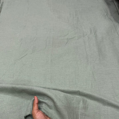 Buy Linen Solid Earth Green Solid Fabric