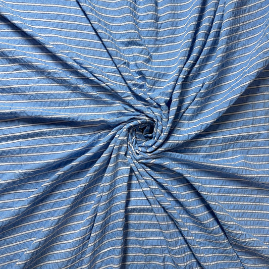 Premium Seersucker Formal Blue Stripe Fabric