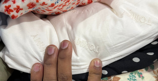 Buy Poplin Base White Name Embroidered Fabric