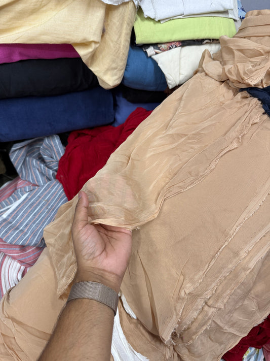 Buy Pure Chiffon Solid Coffee Fabric