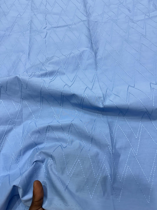 Buy Cotton Chambray Blue Base Embroidery Fabric