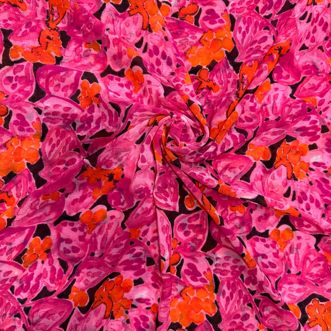 Buy Poly Chiffon Viral Print Fabric