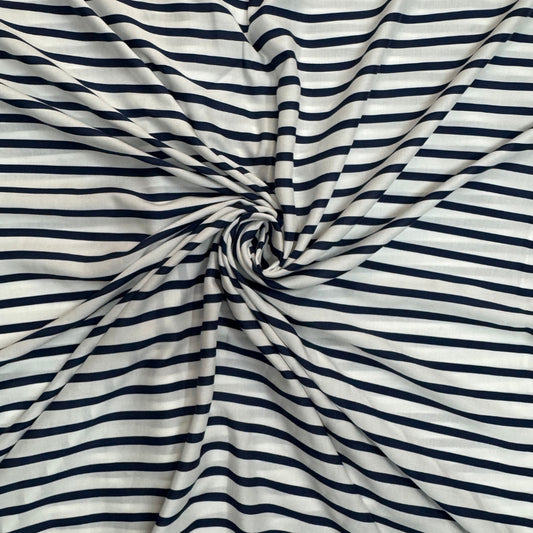 Buy Blue Stripes Printed Modal Rayon Fabric