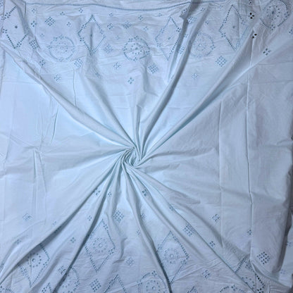 Buy Poplin Hakoba Diamond Border Dust Blue Fabric 