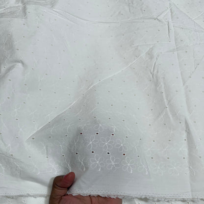 Buy Cotton Hakoba White Sweet Flower Embroidery