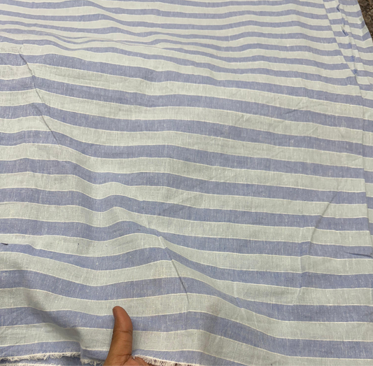 Buy 100% Pure Cotton Linen Blue Stripe Fabric