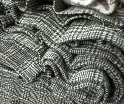 Buy Tweed Fabric Green Lines Dominating