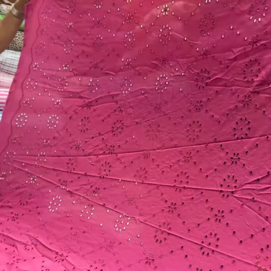 Buy Cotton Hakoba Maroon Join Embroidery