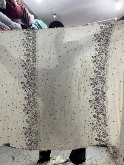 Buy Viscose Crinkled Crepe Border Printed Fabric