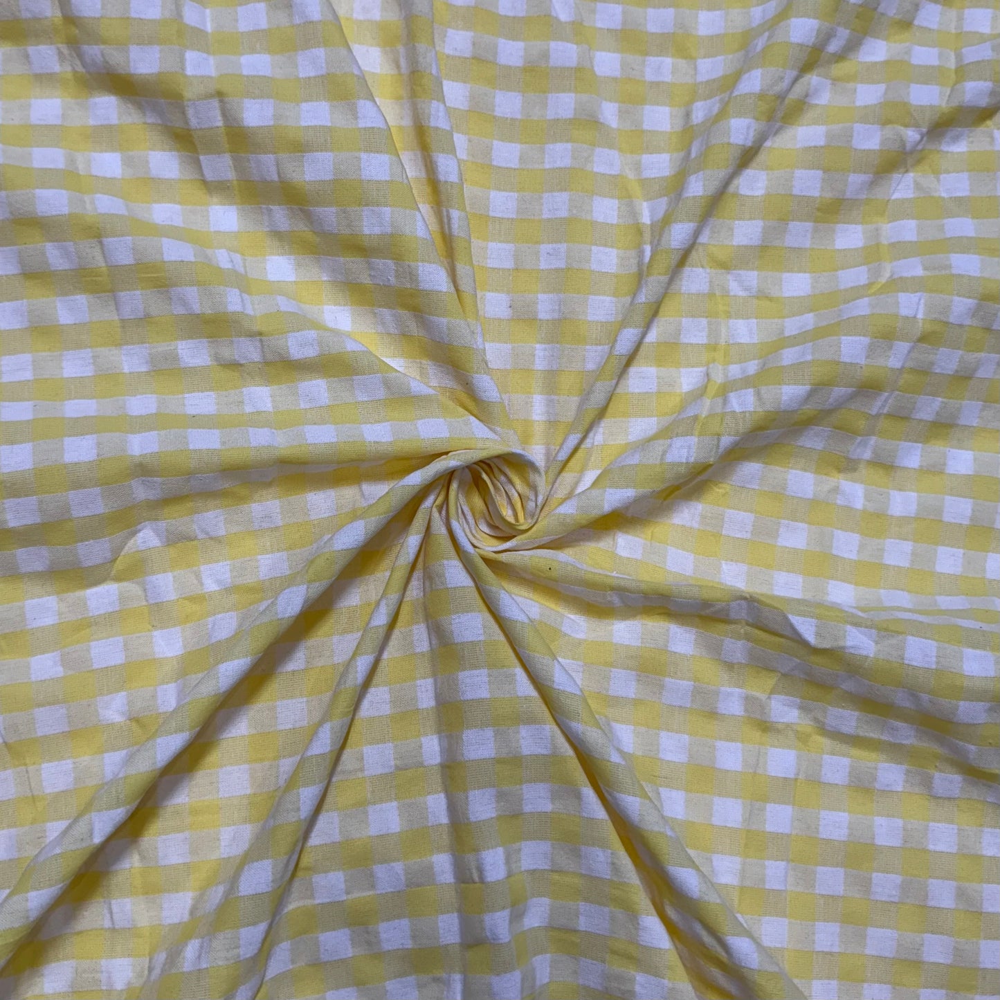 Premium Seersucker Gingham Yellow & White Check Fabric