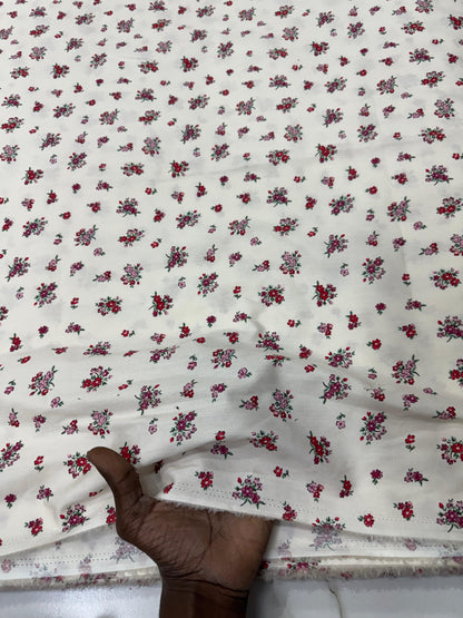 Buy Cotton Poplin Ivory Red Tiny Mini Printed Fabric