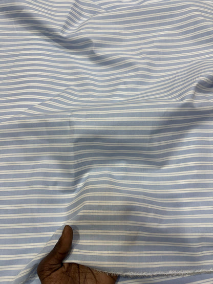 Buy 50s Poplin Light Blue White Stripe Fabric