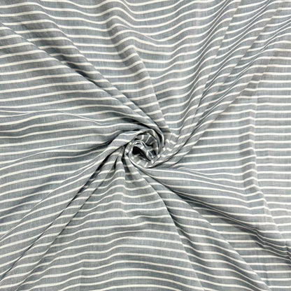 Buy Grey Yarn Dyed White Stripes Fabric