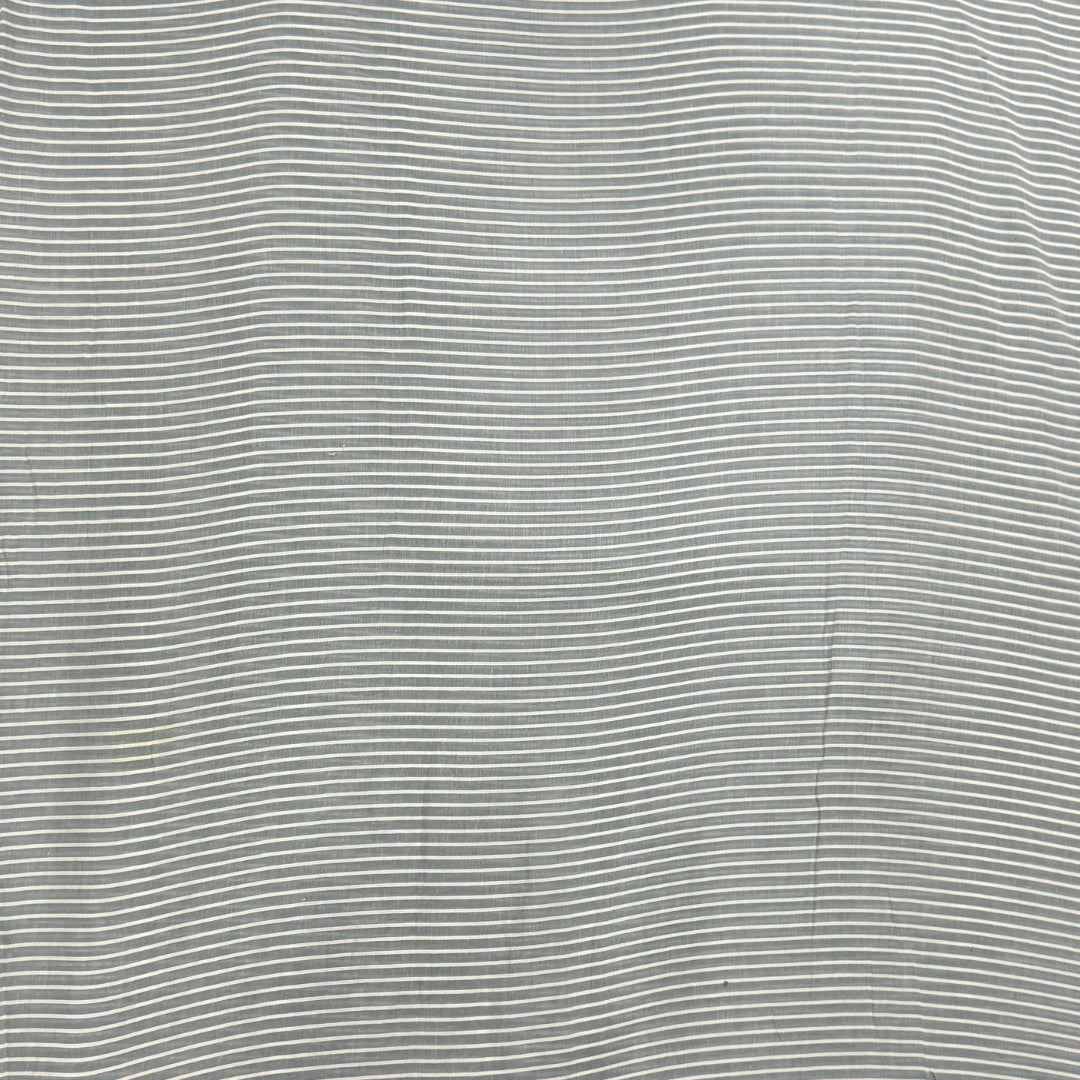 Buy Grey Yarn Dyed White Stripes Fabric