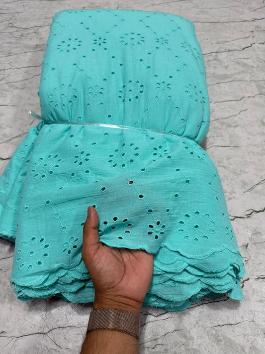 Buy Cotton Hakoba Tiffany Blue Join Embroidery