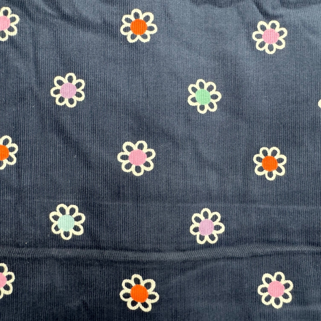 Buy Corduroy Floral Blue Base Fabric