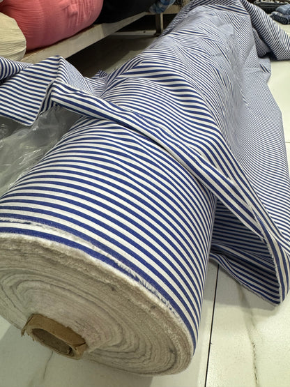 Buy Arvind Mill Poplin Blue Stripes Formal Fabric
