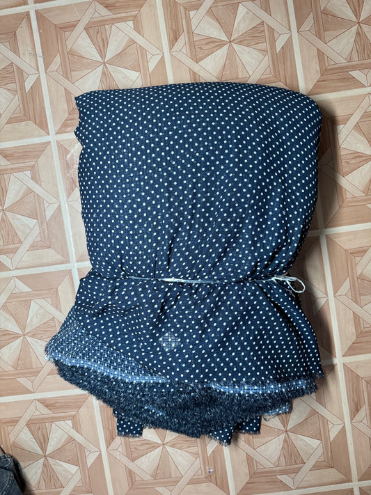 Buy Georgette Blue White Polka Dot Fabric