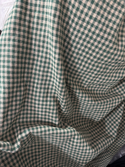 Buy Cotton Heavy Jacquard Green Check Fabric
