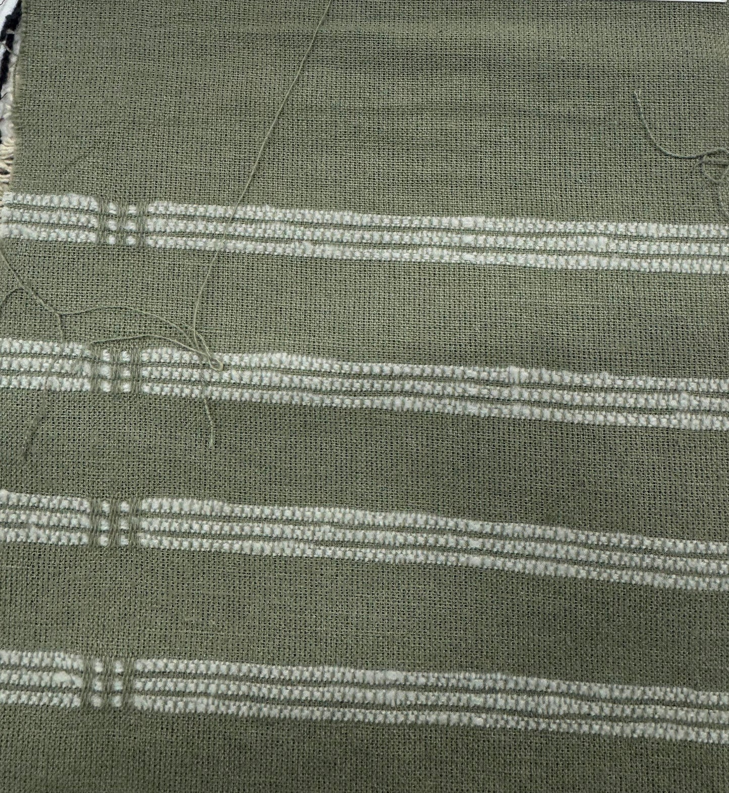 Buy Cotton Linen Buckle Olive Green Base White Thread Work Fabric 