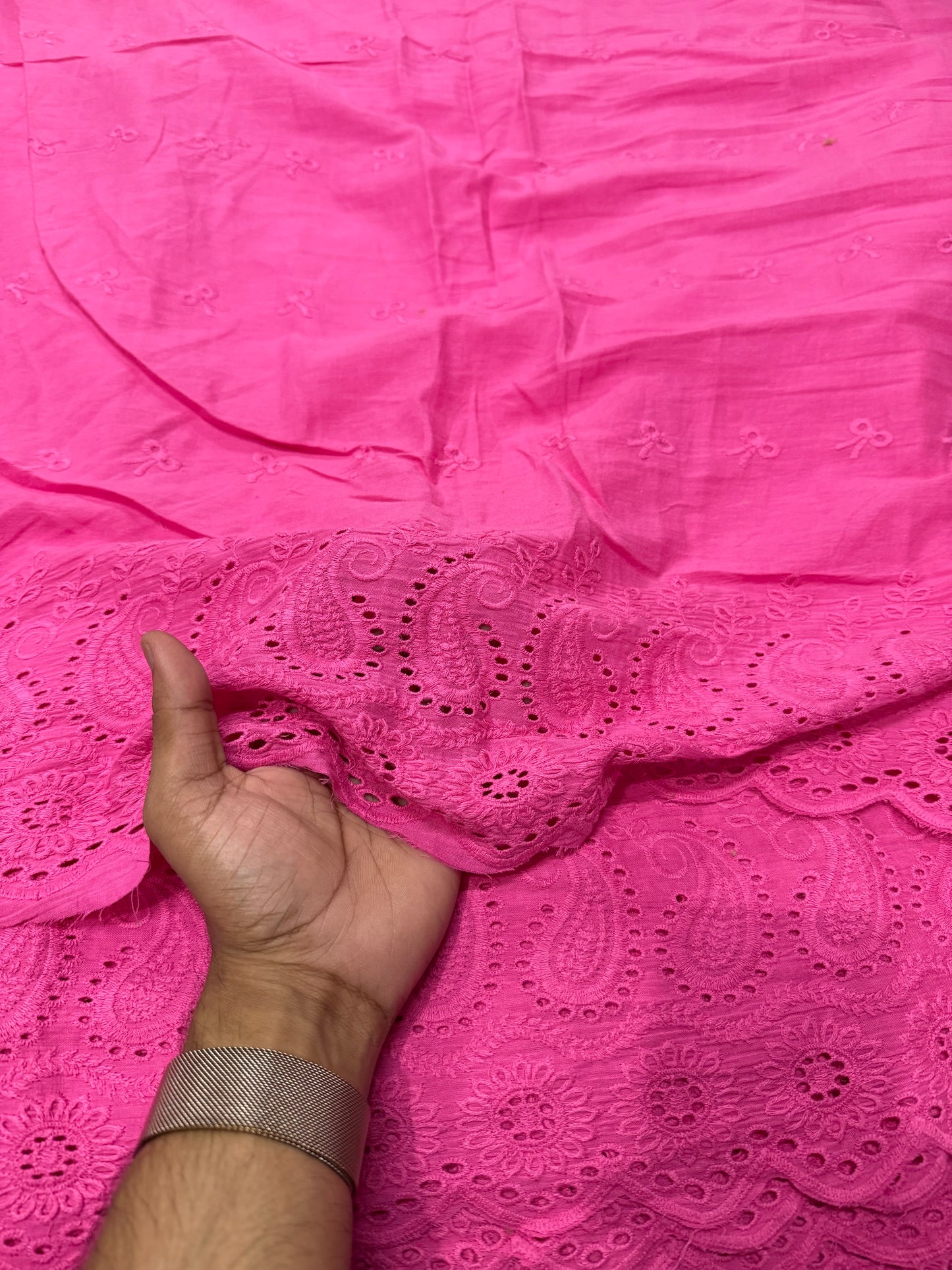 Buy Cotton Hakoba Hot Pink Paisley Border Design