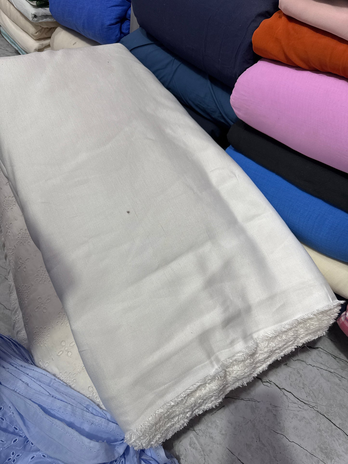 Buy Pure Linen Solid White Safari Fabric