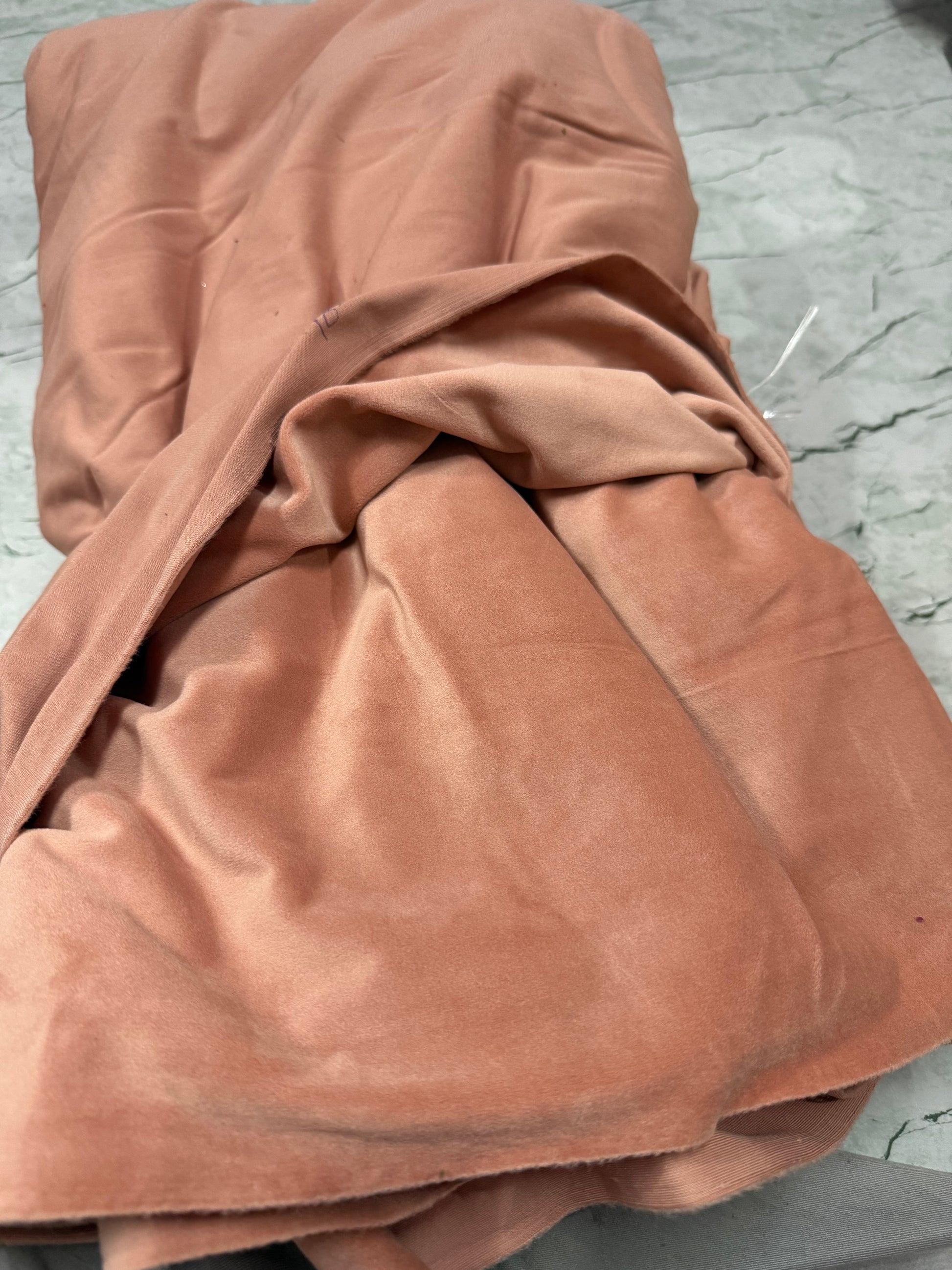 Buy Solid Peach Cotton Velvet Fabric - MAF 
