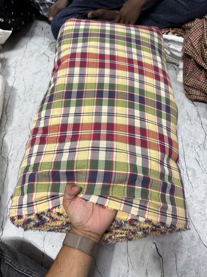 Buy Cotton Arvind Mill Green Yellow Shirting Yarn Dyed Fabric - MAF 