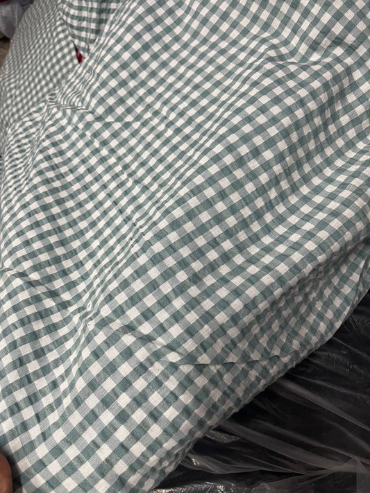 Premium Seersucker Greyish Blue Check Fabric