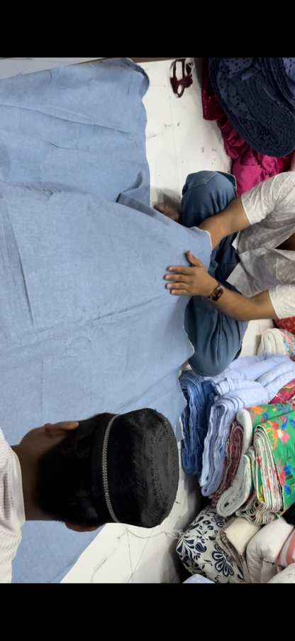 Buy Oxford Chambray Washed Blue Solid Fabric