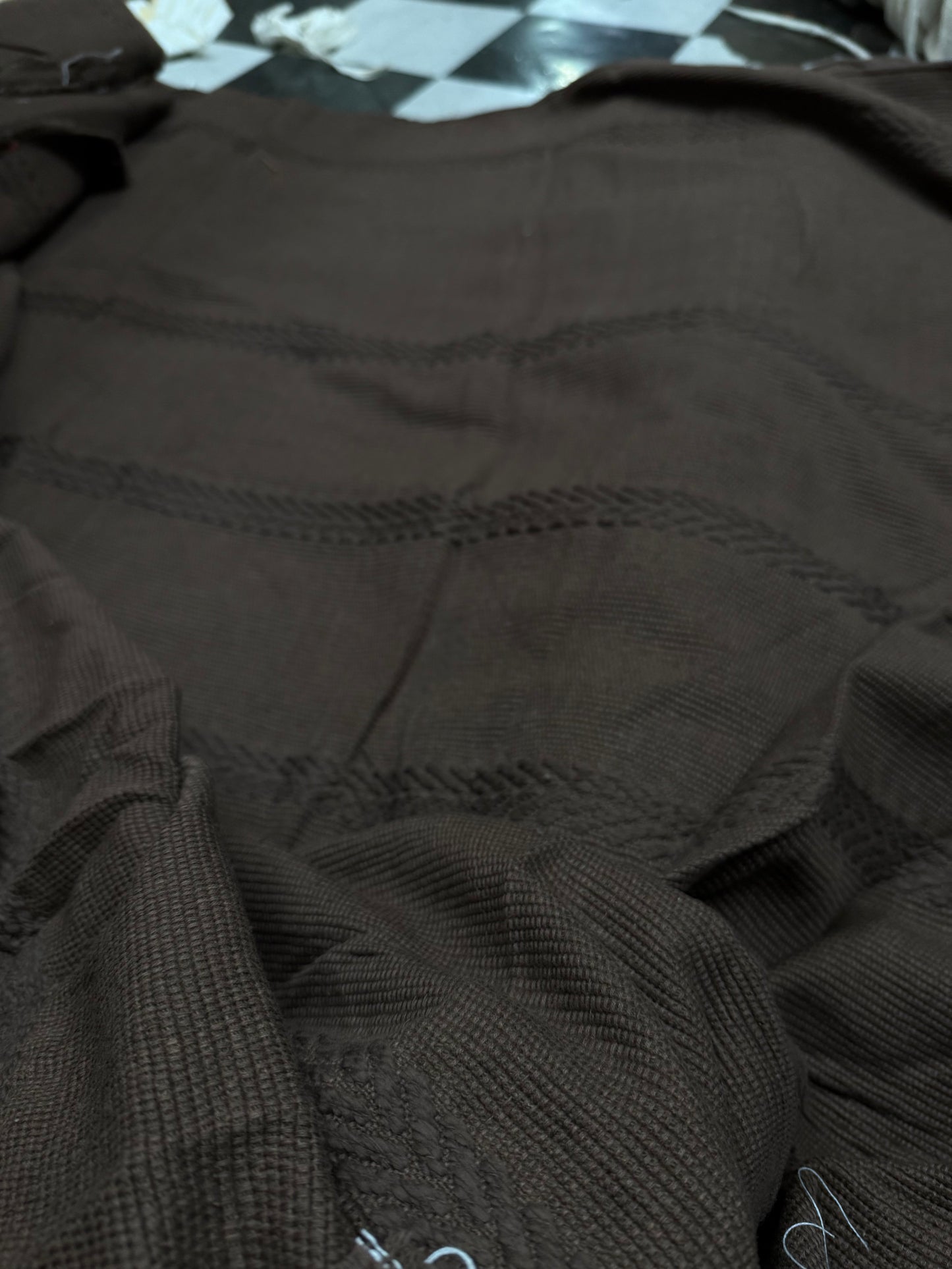 Buy Chocolate Brown Jacquard Handknotted Carpet Fabric