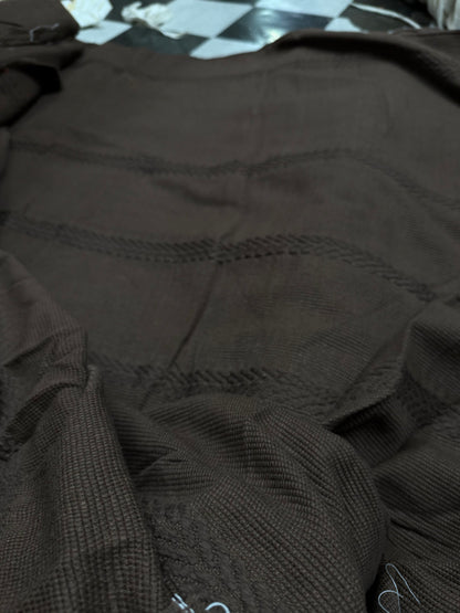 Buy Chocolate Brown Jacquard Handknotted Carpet Fabric