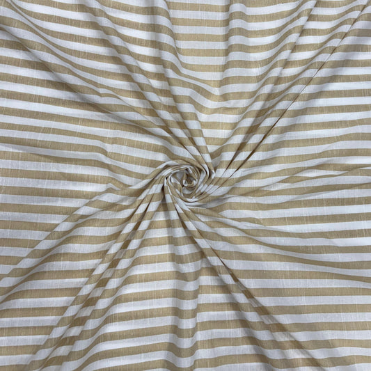 Cotton Linen Coffee Stripe Fabric