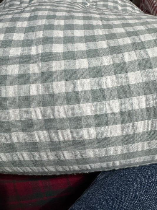 Premium Seersucker Greyish Blue Check Fabric