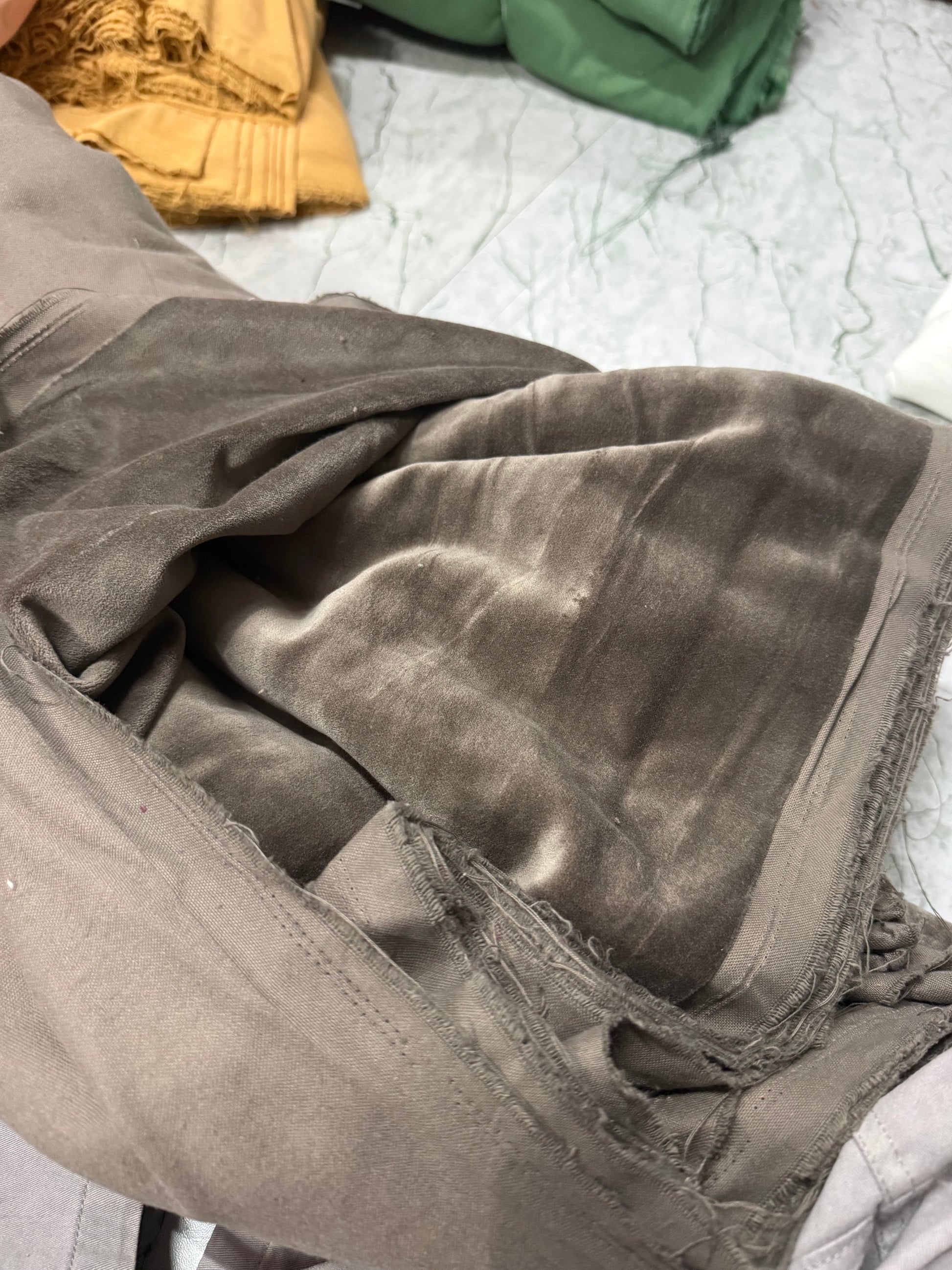 Buy Solid Mouse Grey Cotton Velvet Fabric - MAF 