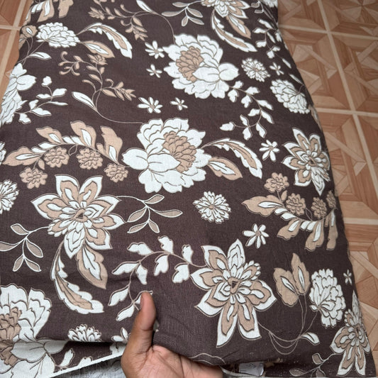 Buy Cotton Linen Brown Jacobean Print Fabric