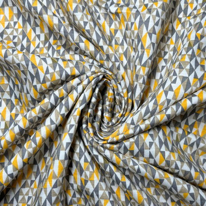 Viscose Tensile Twill Triangle Yellow Grey Printed Fabric