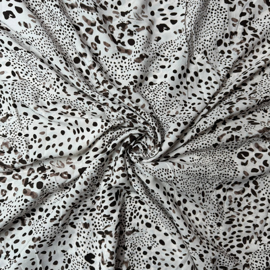 Buy Poly Crepe B&W Animal Printed Fabric