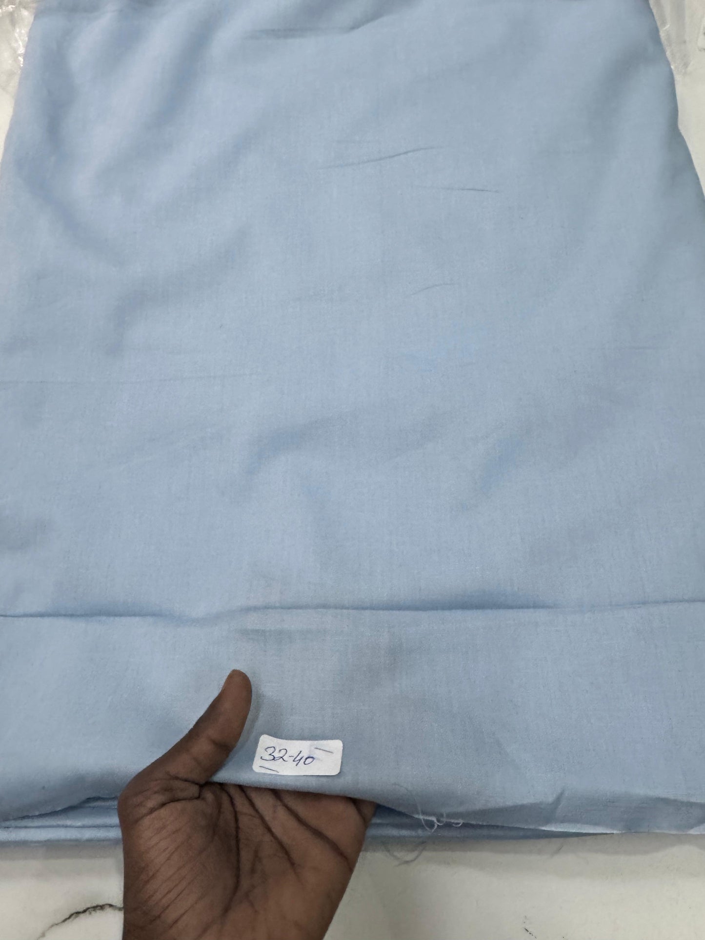 Buy Lab Certified Pure Linen Cotton Solid Powder Blue Fabric