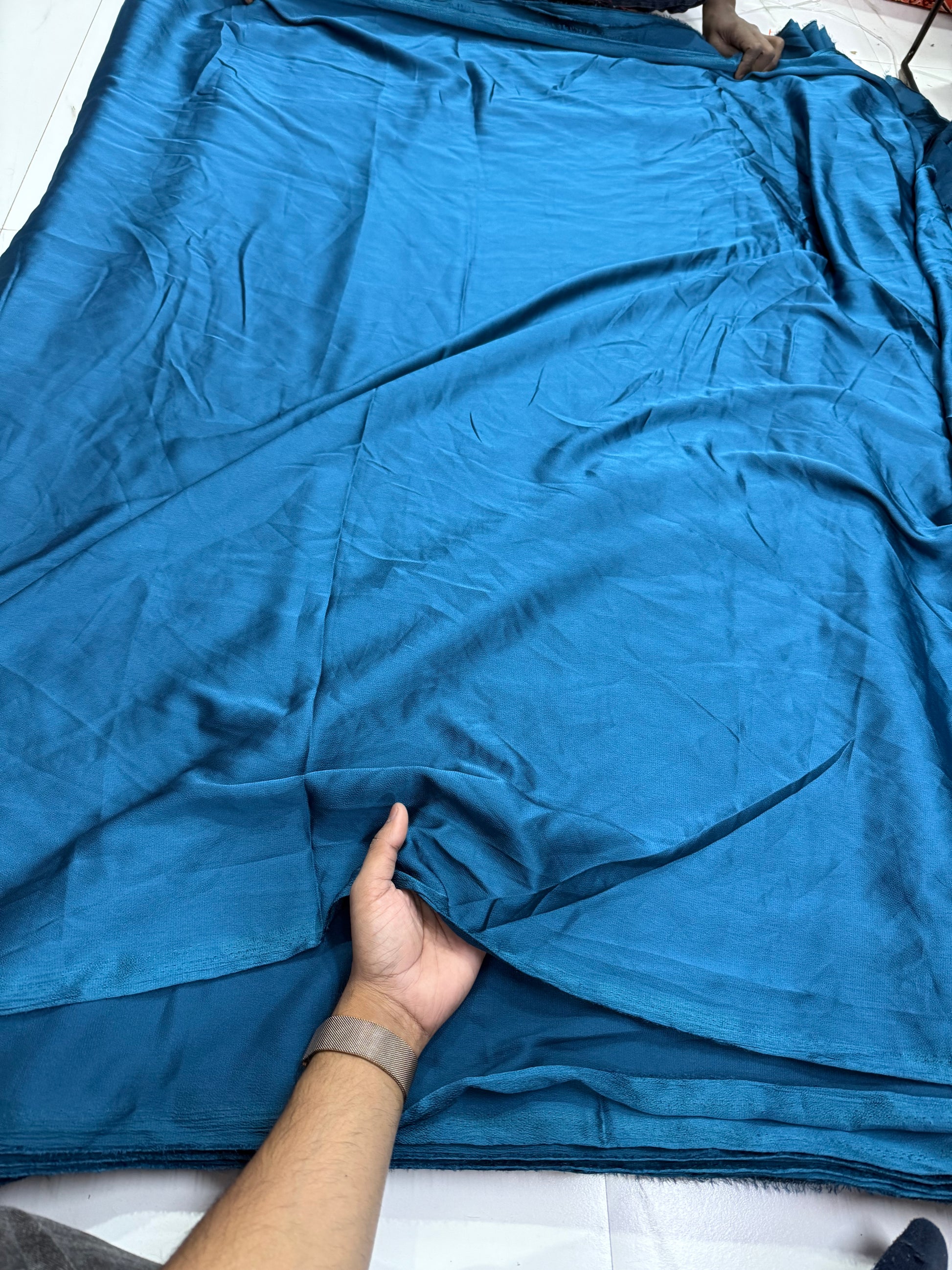 Buy Italian Silk Solid Pastel Blue Fabric - MAF 